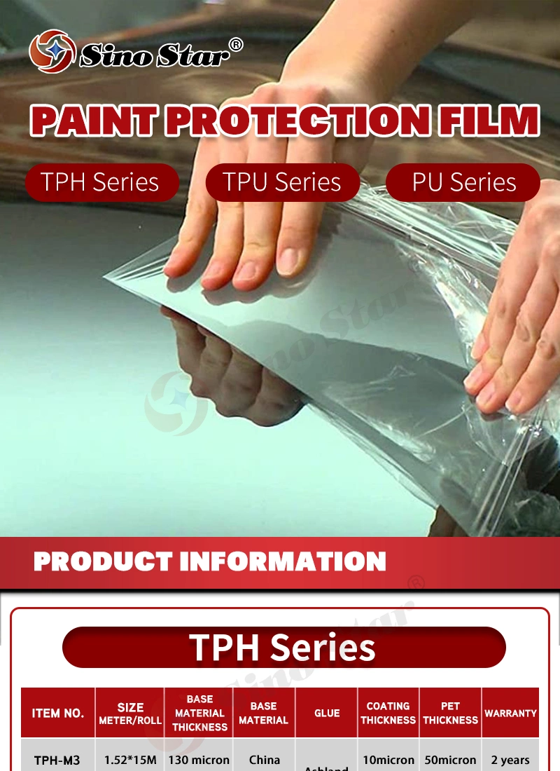 Sino Star Transparent Anti Scracth/Corrosion/Yellowing Ppf 1.52*15m Self-Heating Repair with Tph Material Car Body Protection Film